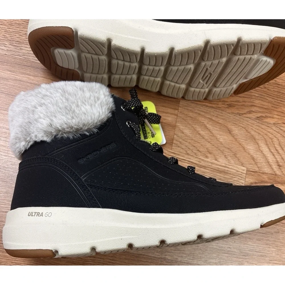 Skechers GoWalk Glacial Ultra Mountain Muse Black Ankle Boots Womens Size 10 NEW